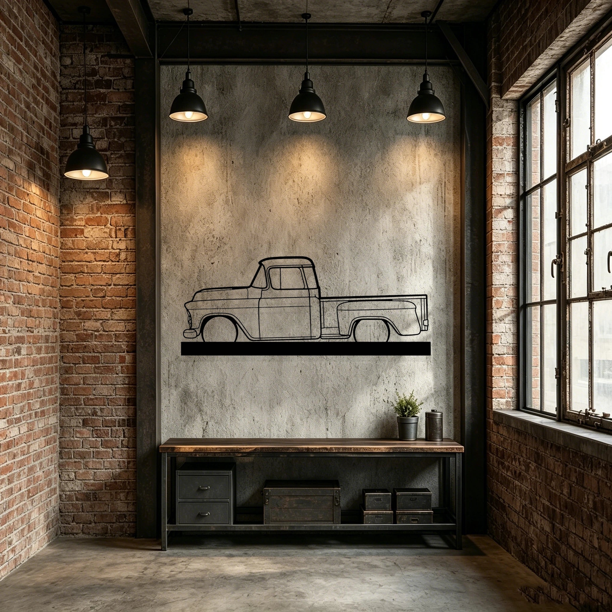 1957 3100 Silhouette Metal Art Stand - Classic Car Garage Decor