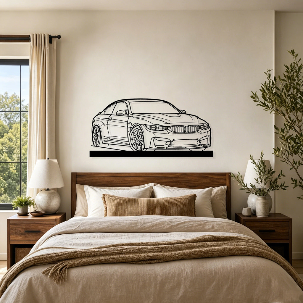 M4 F82 Angle Silhouette Metal Art Stand - Classic Car Garage Decor