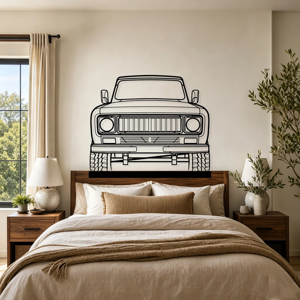1975 Scout II front Silhouette Metal Art Stand - Classic Car Garage Decor