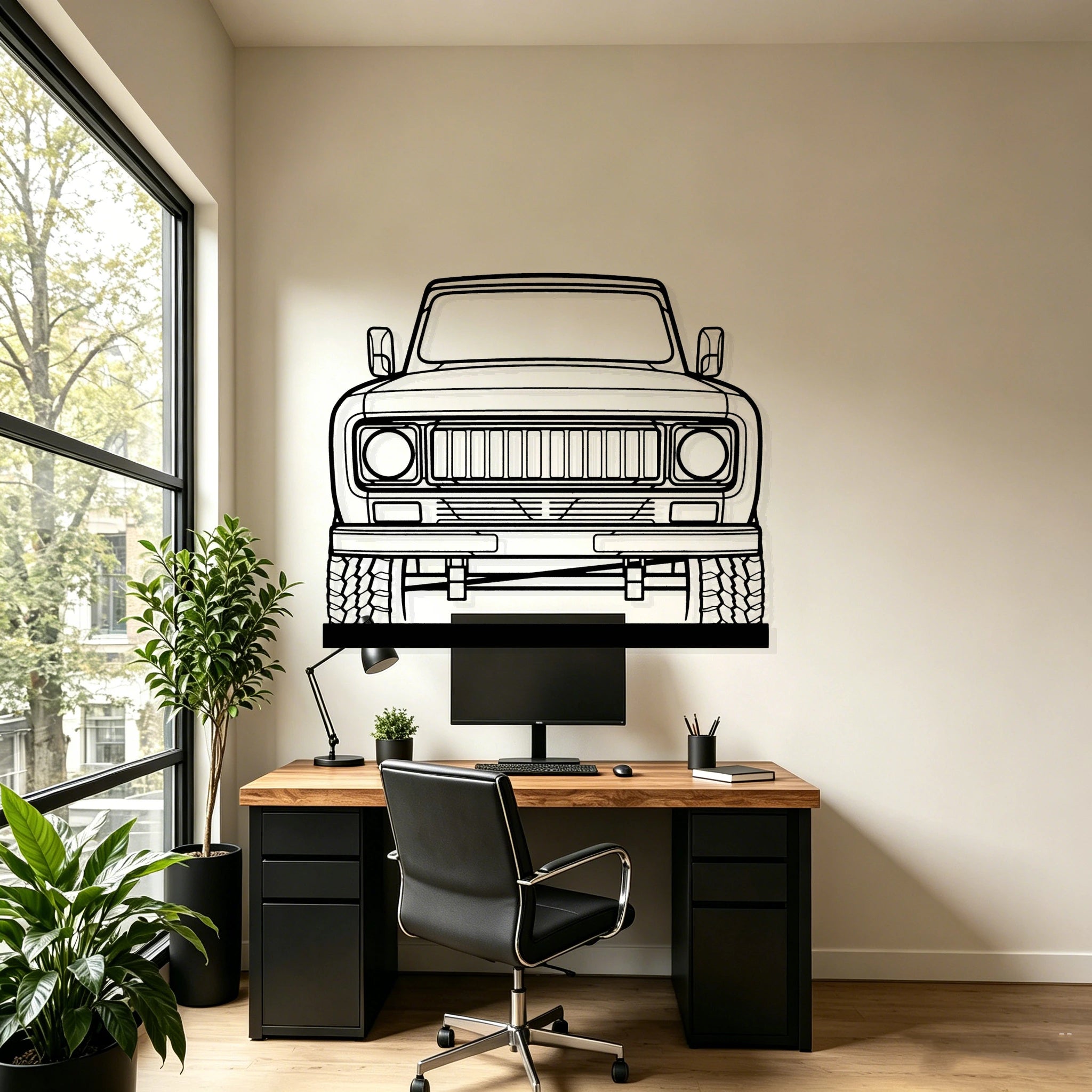 1975 Scout II front Silhouette Metal Art Stand - Classic Car Garage Decor