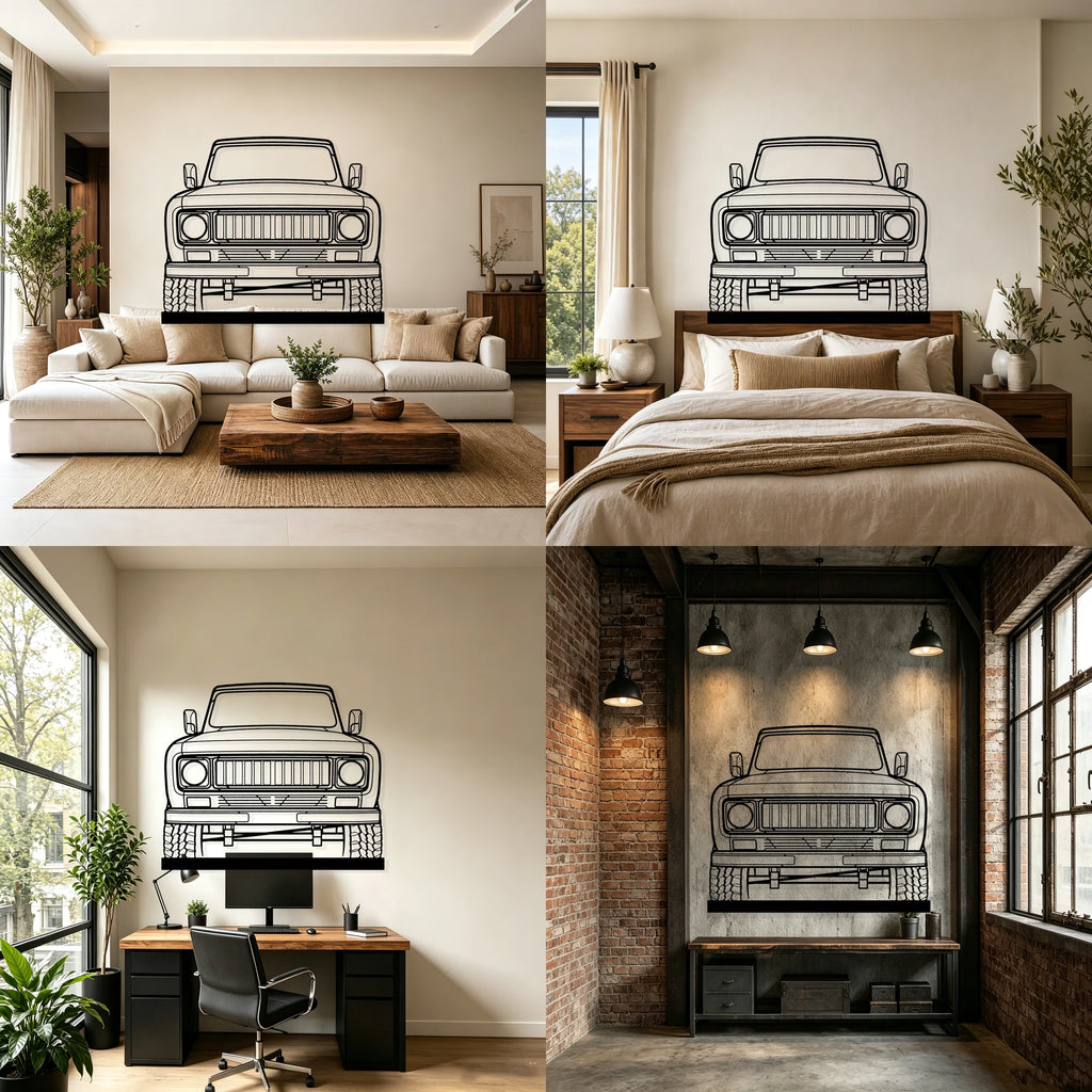 1975 Scout II front Silhouette Metal Art Stand - Classic Car Garage Decor