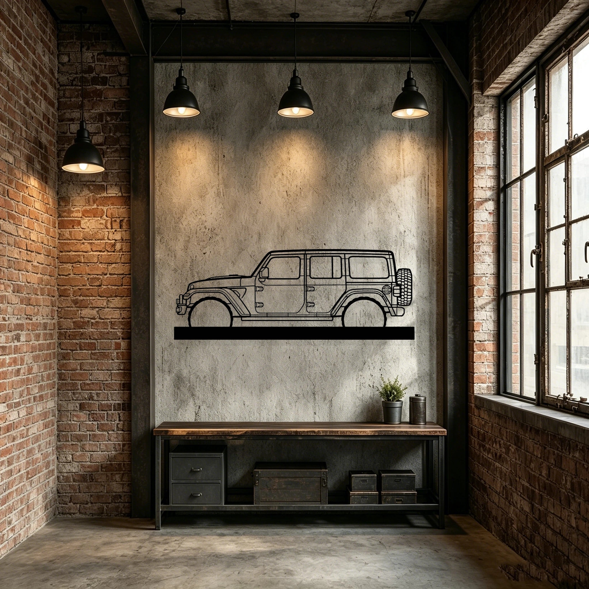 Wrangler 392 XR Silhouette Metal Art Stand - Classic Car Garage Decor