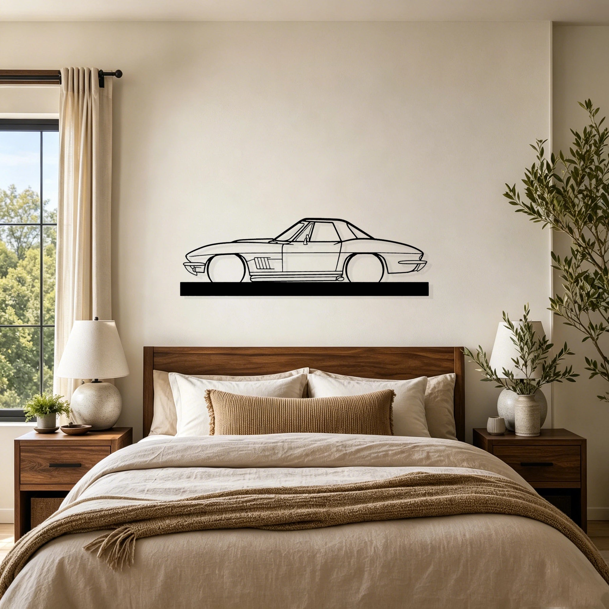 1967 327 Silhouette Metal Art Stand - Classic Car Garage Decor