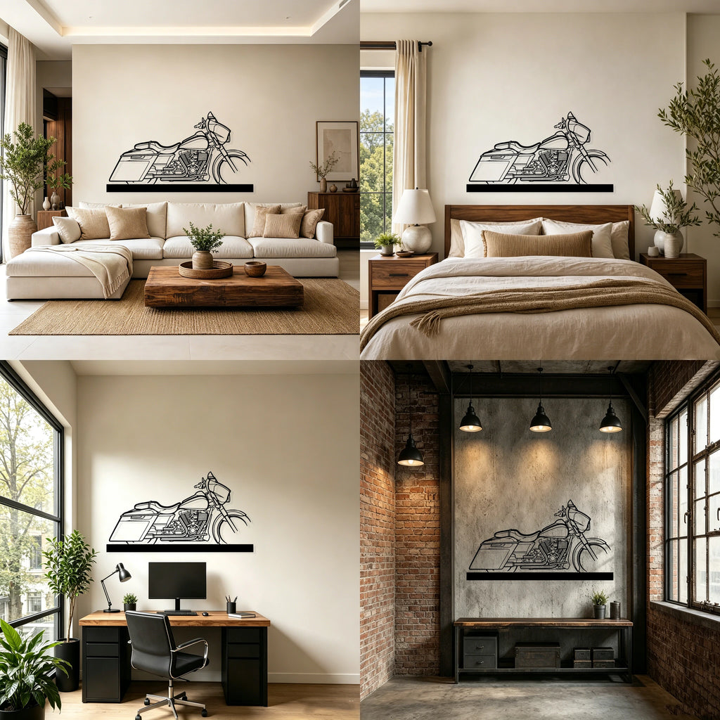 2014 Street Glide Silhouette Metal Art Stand - Classic Car Garage Decor