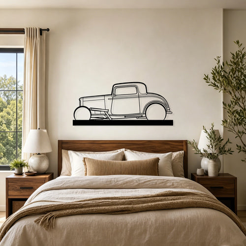 1932 Street Rod Silhouette Metal Art Stand - Classic Car Garage Decor