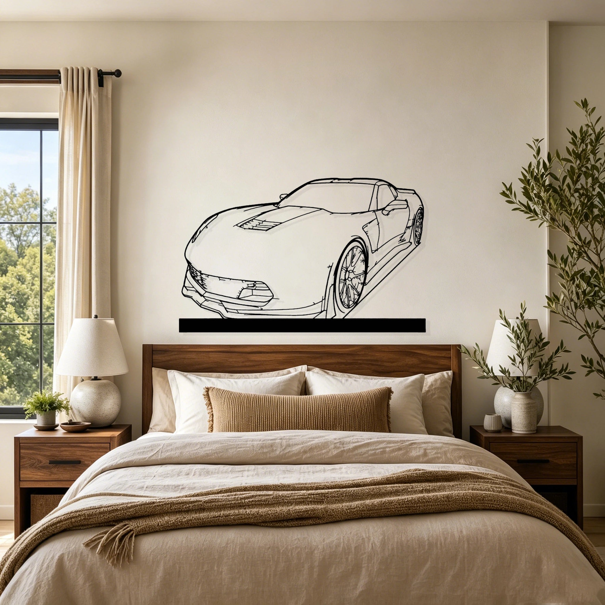 C7 Z06 Angle Silhouette Metal Art Stand - Classic Car Garage Decor