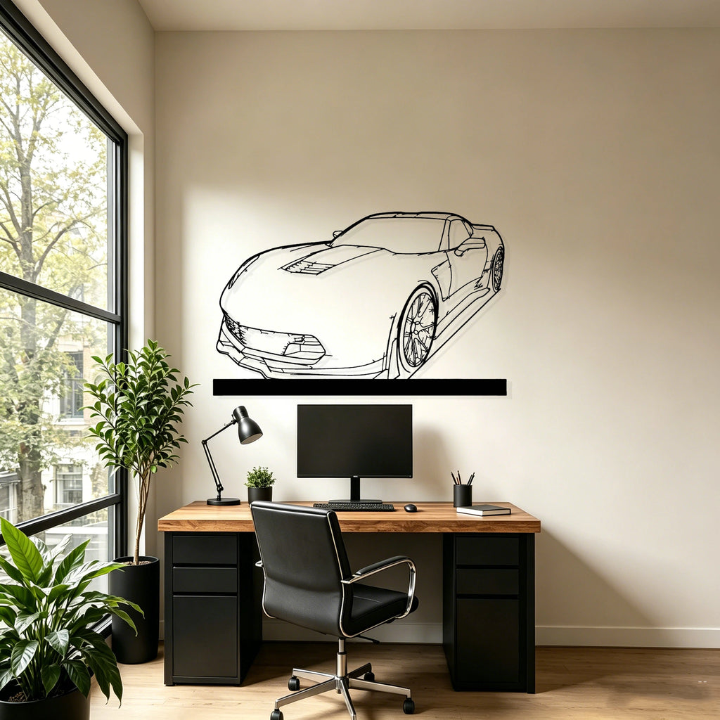 C7 Z06 Angle Silhouette Metal Art Stand - Classic Car Garage Decor