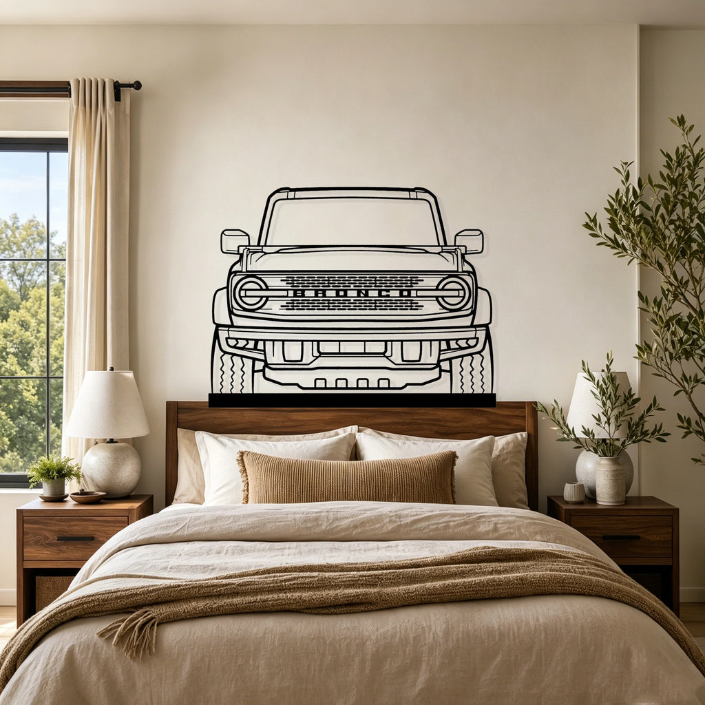 2021 Bronco Front Silhouette Metal Art Stand - Classic Car Garage Decor