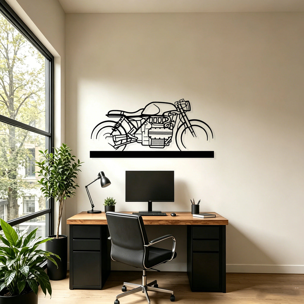 K1100 Cafe Racer Silhouette Metal Art Stand - Classic Car Garage Decor