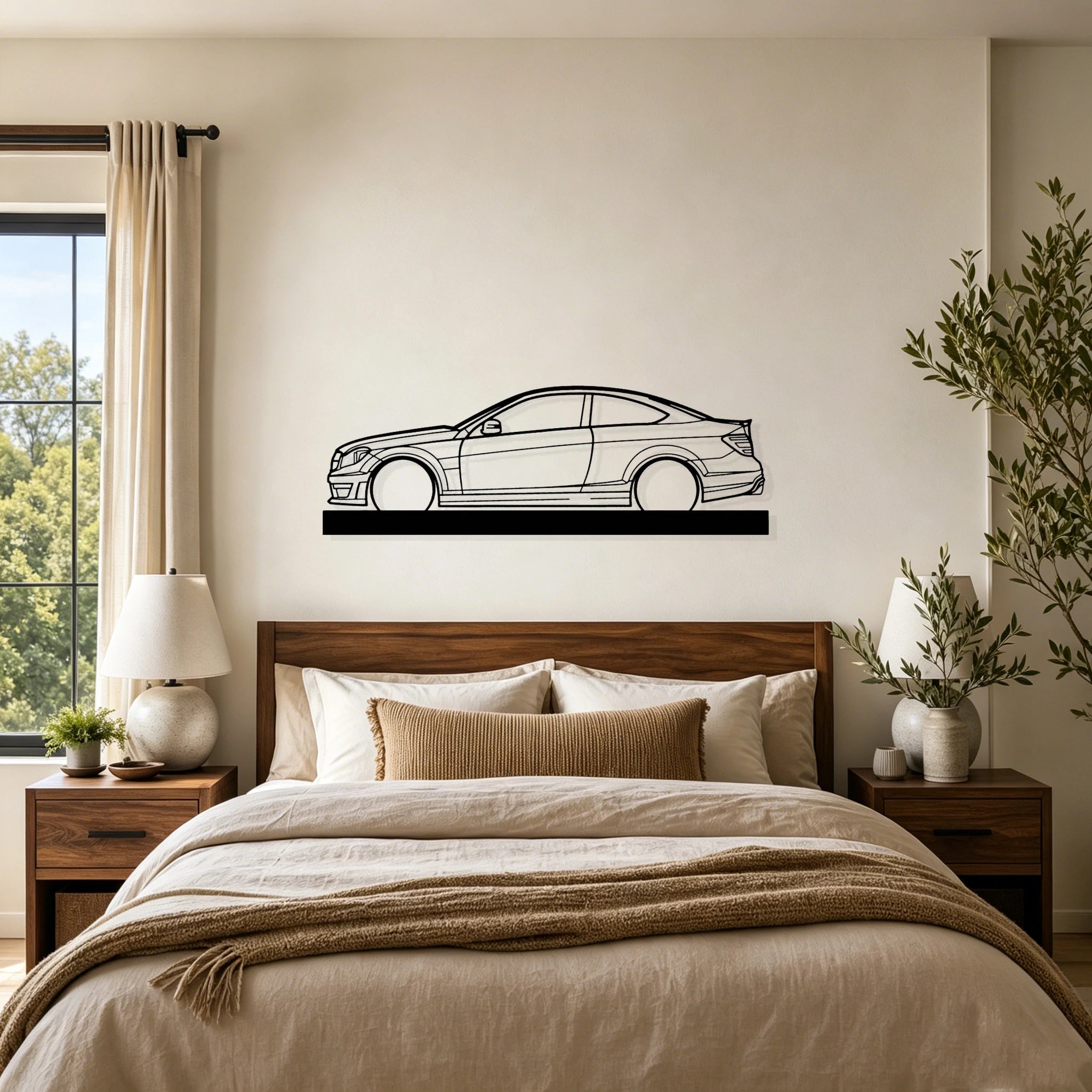 C63 AMG Silhouette Metal Art Stand - Classic Car Garage Decor