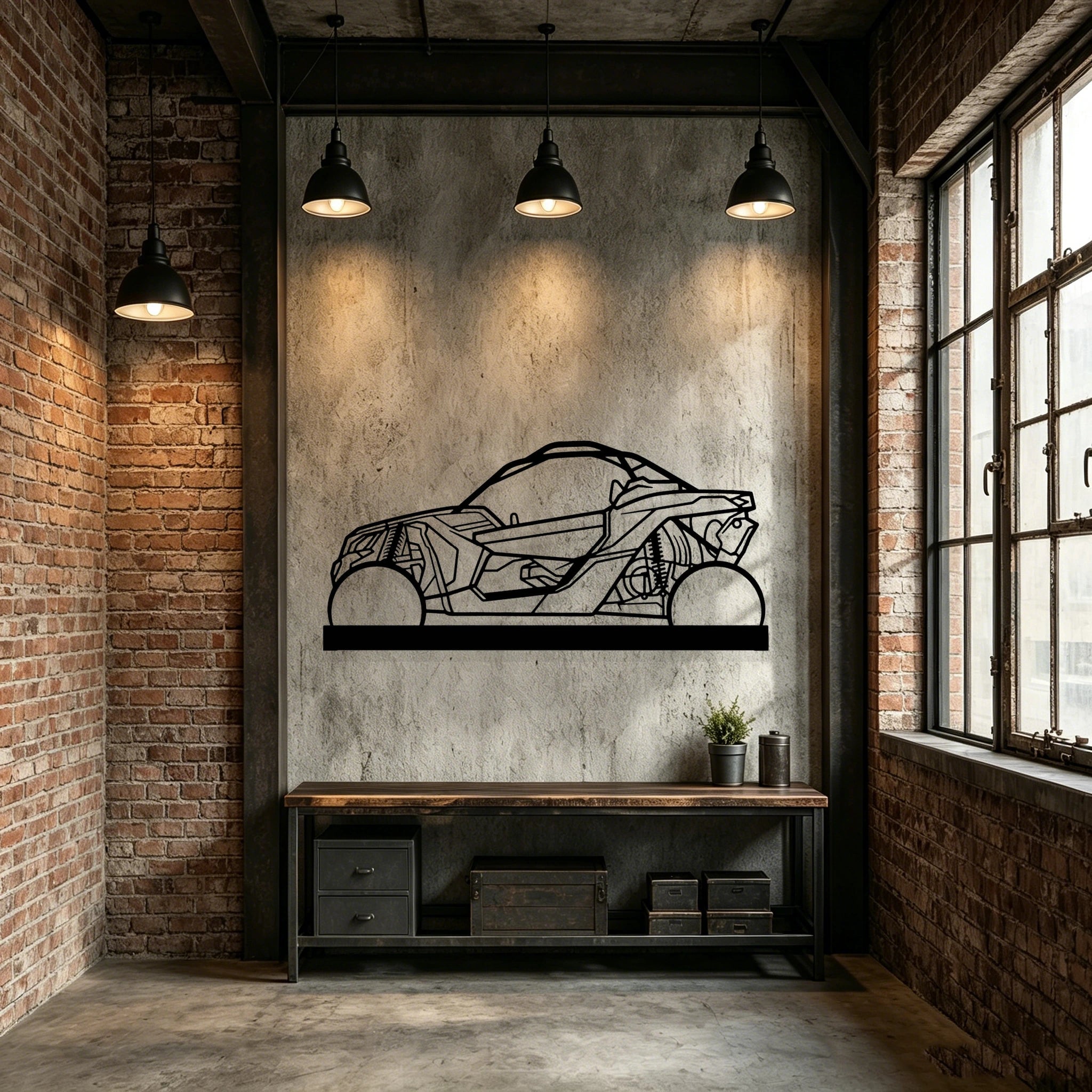 Buggy X3 Silhouette Metal Art Stand - Classic Car Garage Decor