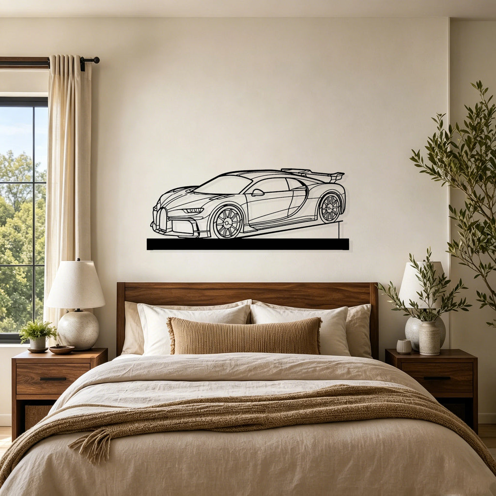 2021 Chiron Pur Sport Angle Silhouette Metal Art Stand - Classic Car Garage Decor
