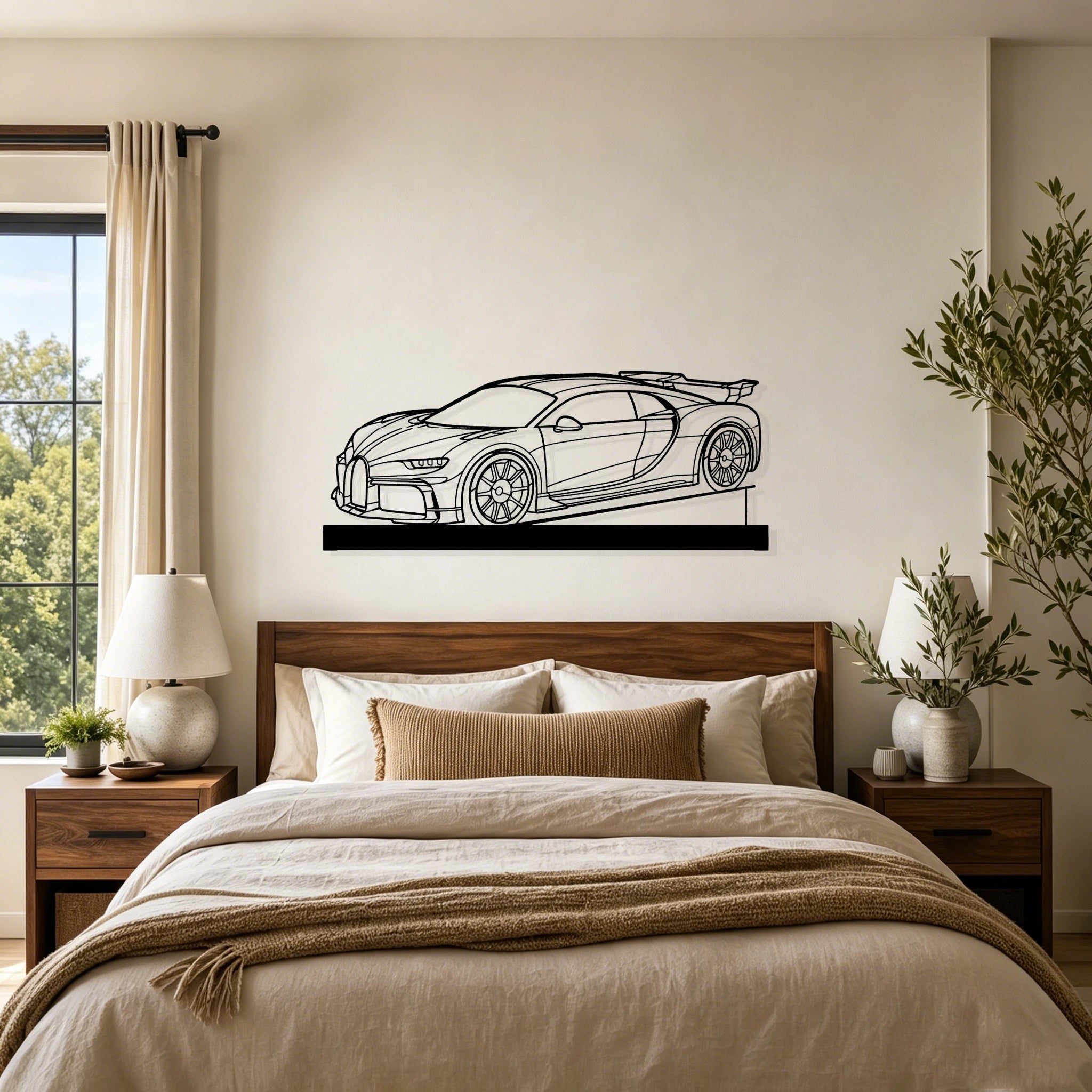 2021 Chiron Pur Sport Angle Silhouette Metal Art Stand - Classic Car Garage Decor