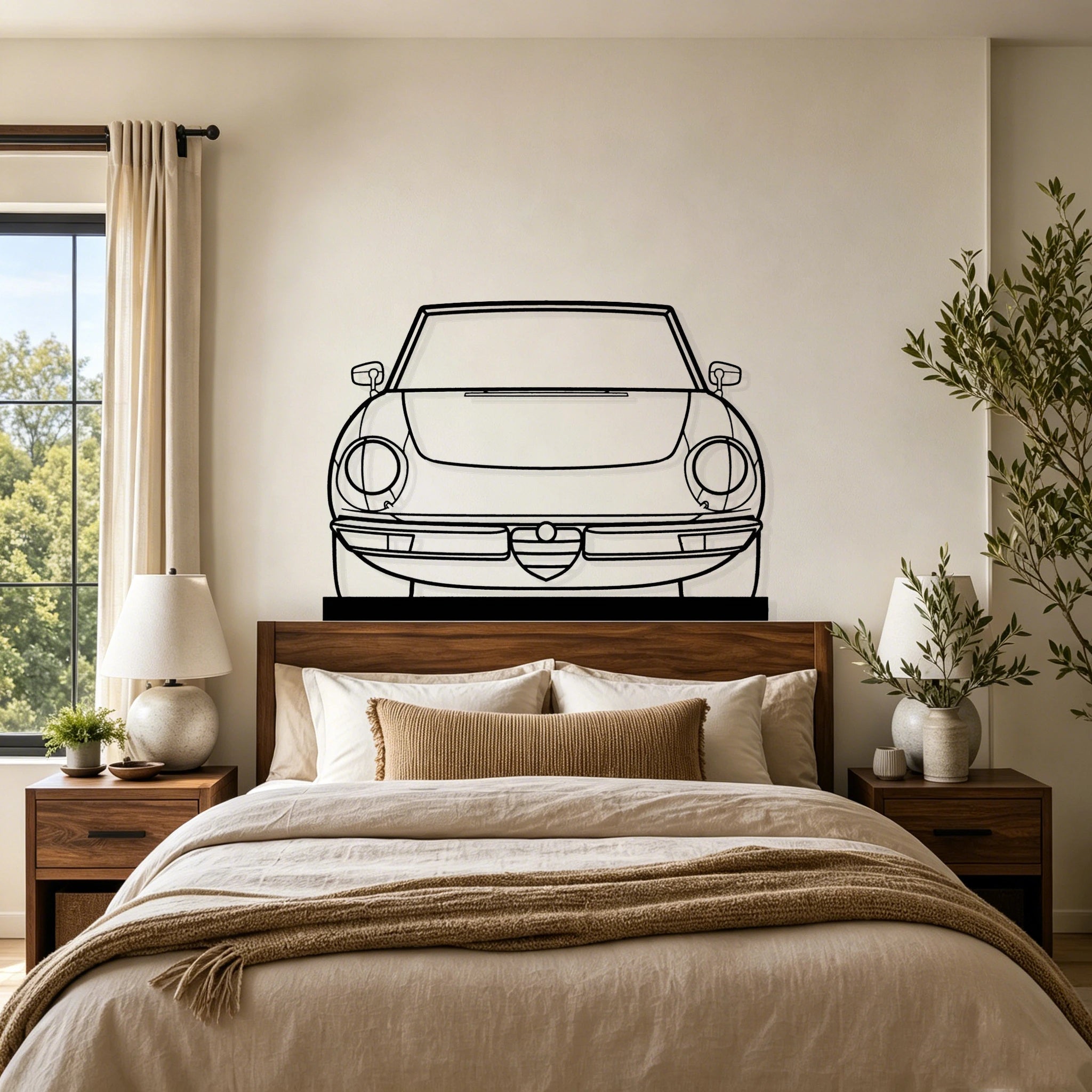 Alfa Spider Front Silhouette Metal Art Stand - Classic Car Garage Decor