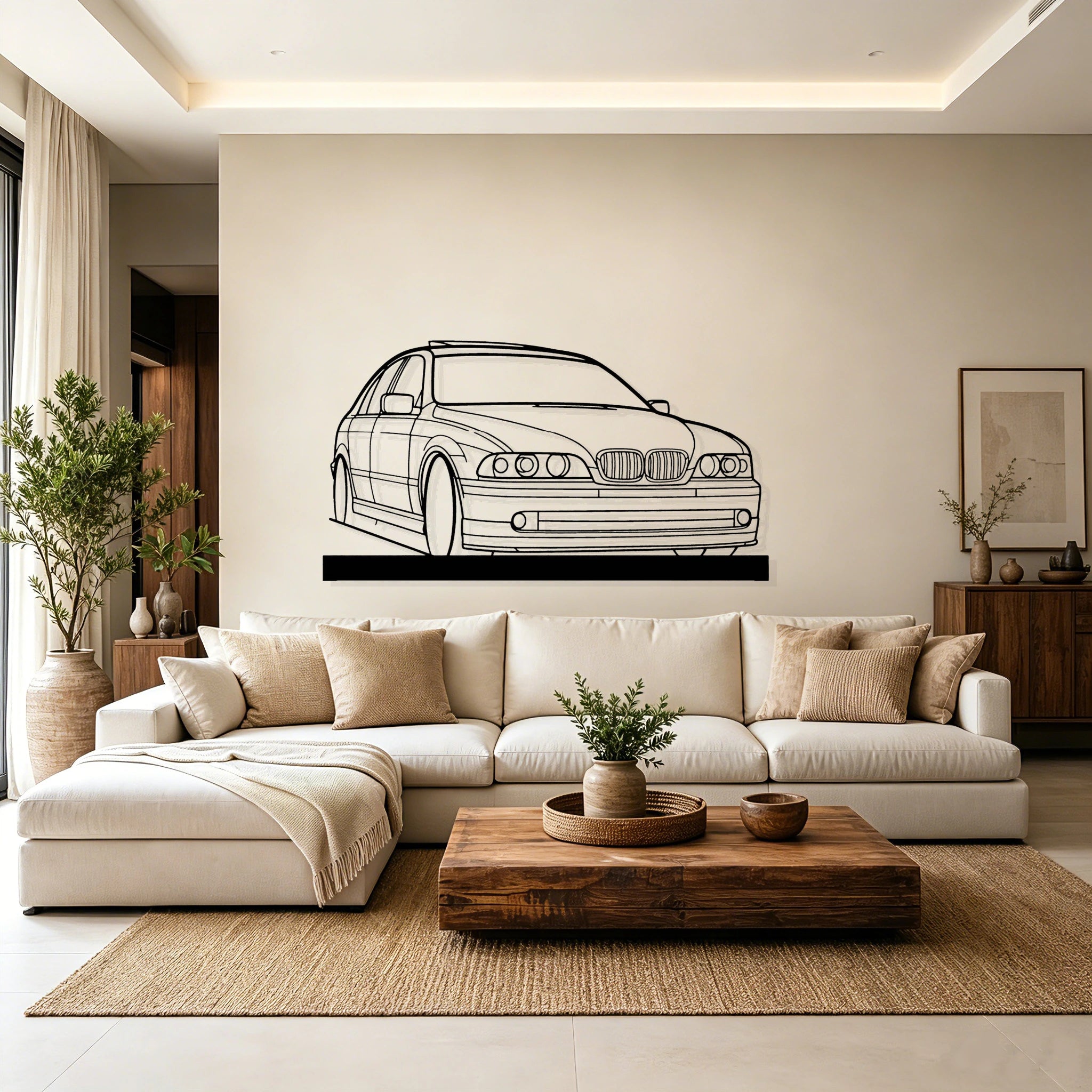E39 Angle Silhouette Metal Art Stand - Classic Car Garage Decor