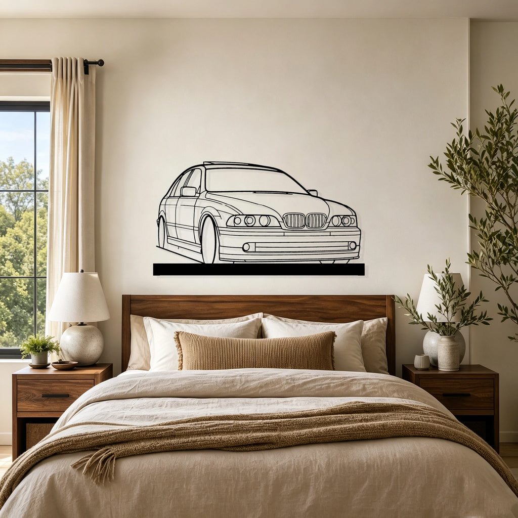 E39 Angle Silhouette Metal Art Stand - Classic Car Garage Decor