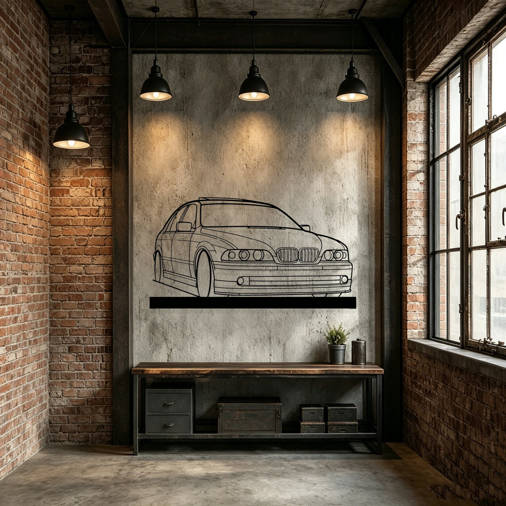 E39 Angle Silhouette Metal Art Stand - Classic Car Garage Decor