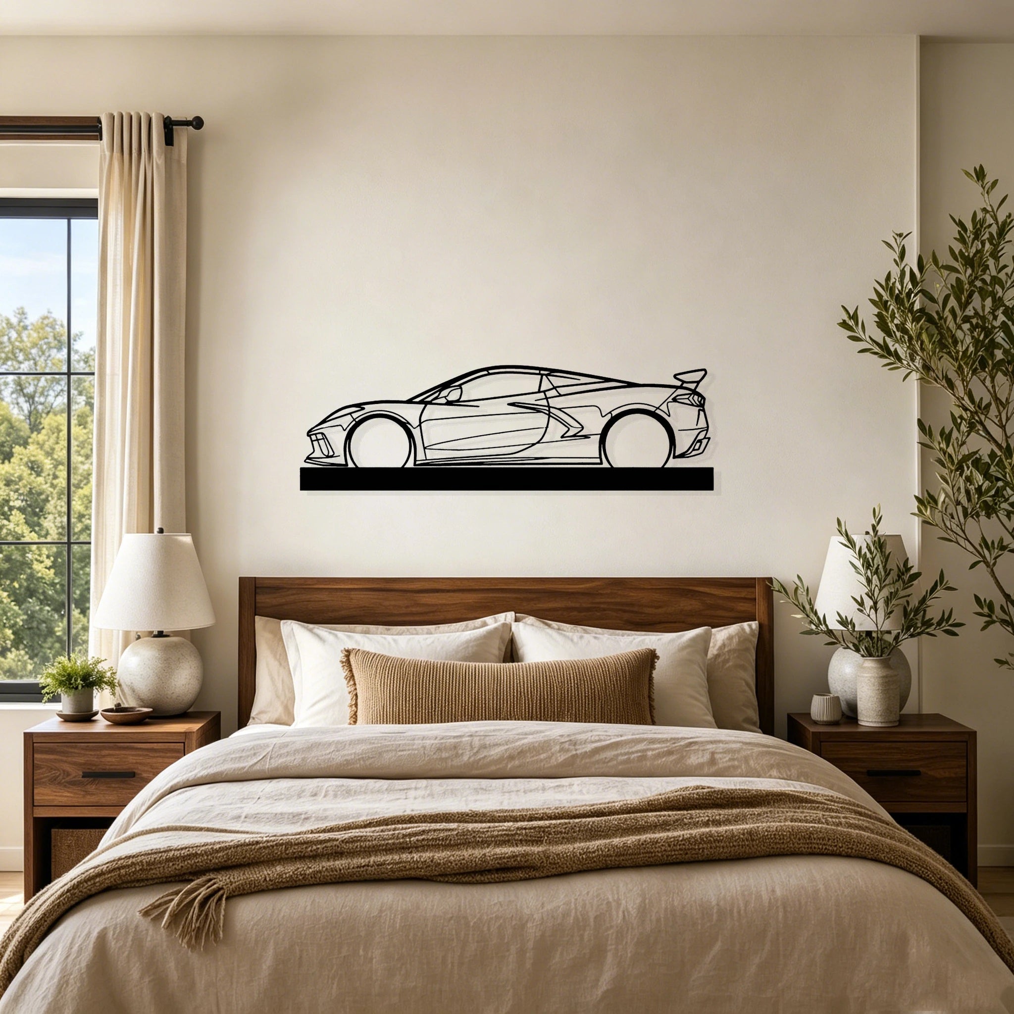 C8 HTC Silhouette Metal Art Stand - Classic Car Garage Decor