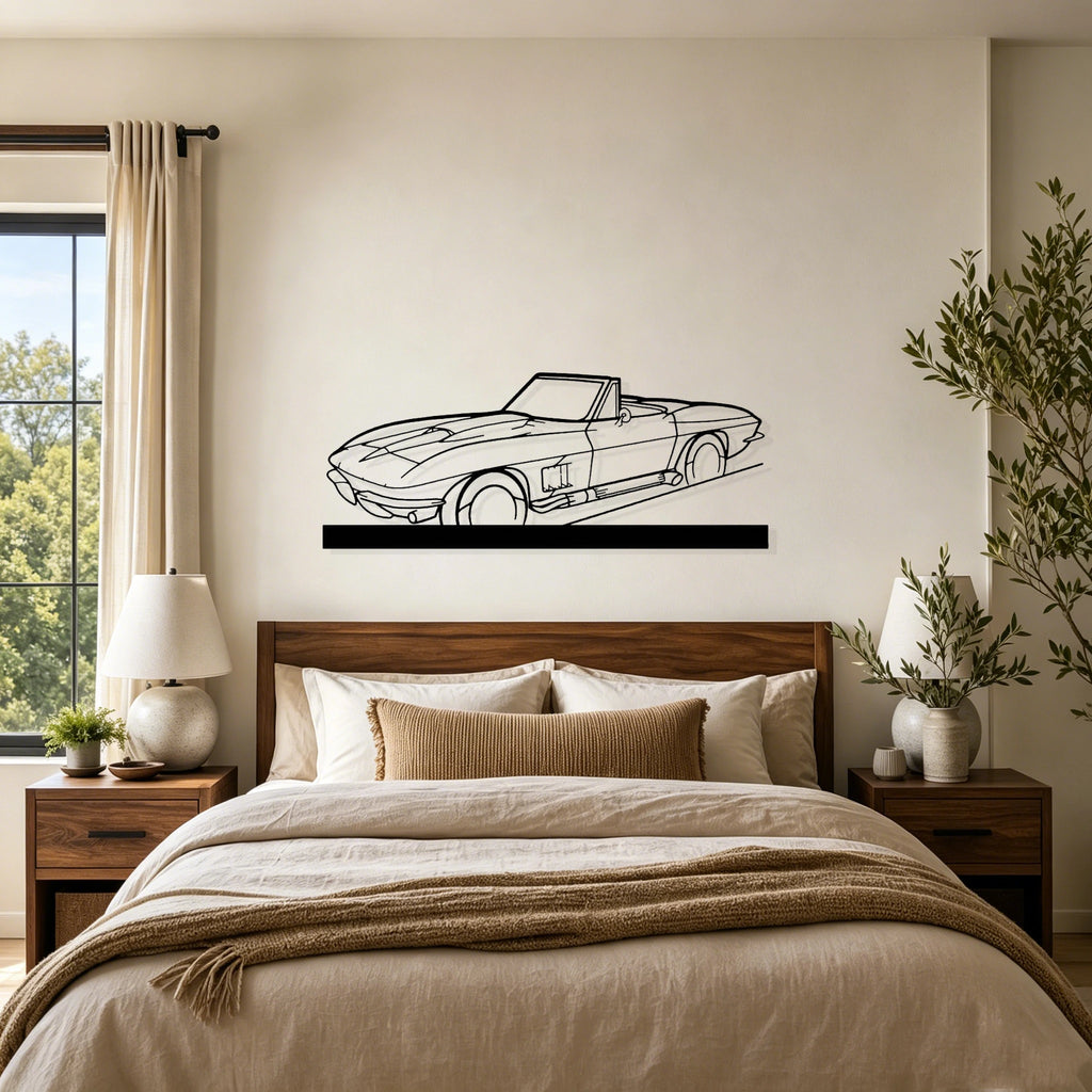 C2 Angle Silhouette Metal Art Stand - Classic Car Garage Decor