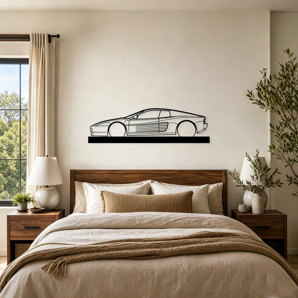 Testarossa Silhouette Metal Art Stand - Classic Car Garage Decor