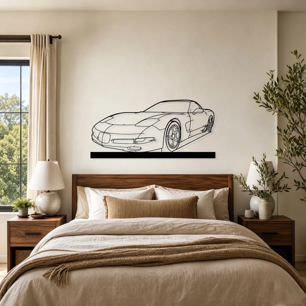 2002 C5 Angle Silhouette Metal Art Stand - Classic Car Garage Decor
