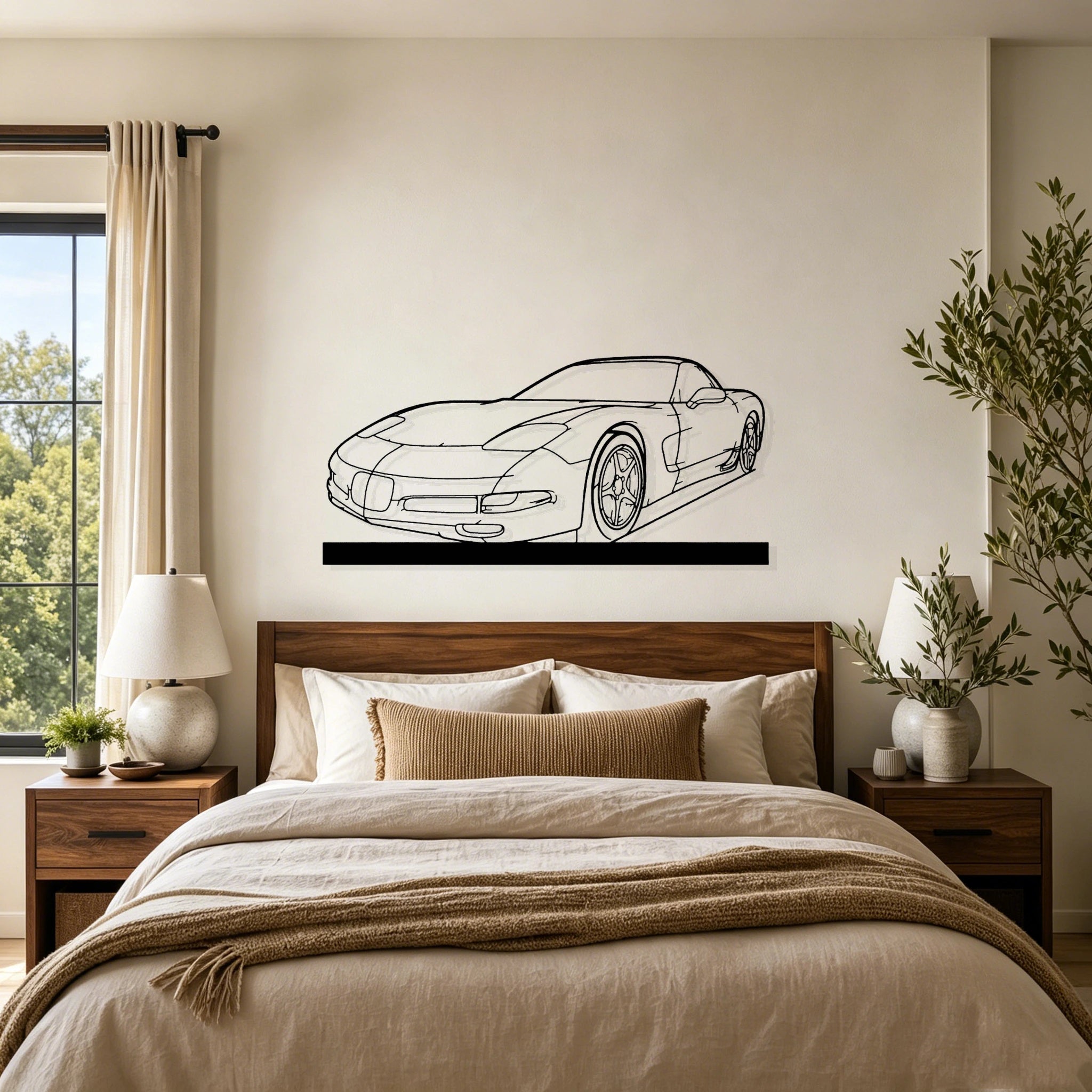 2002 C5 Angle Silhouette Metal Art Stand - Classic Car Garage Decor