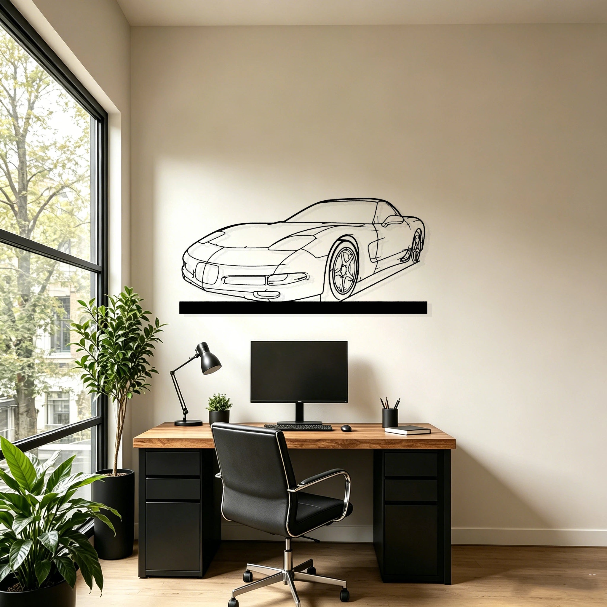 2002 C5 Angle Silhouette Metal Art Stand - Classic Car Garage Decor