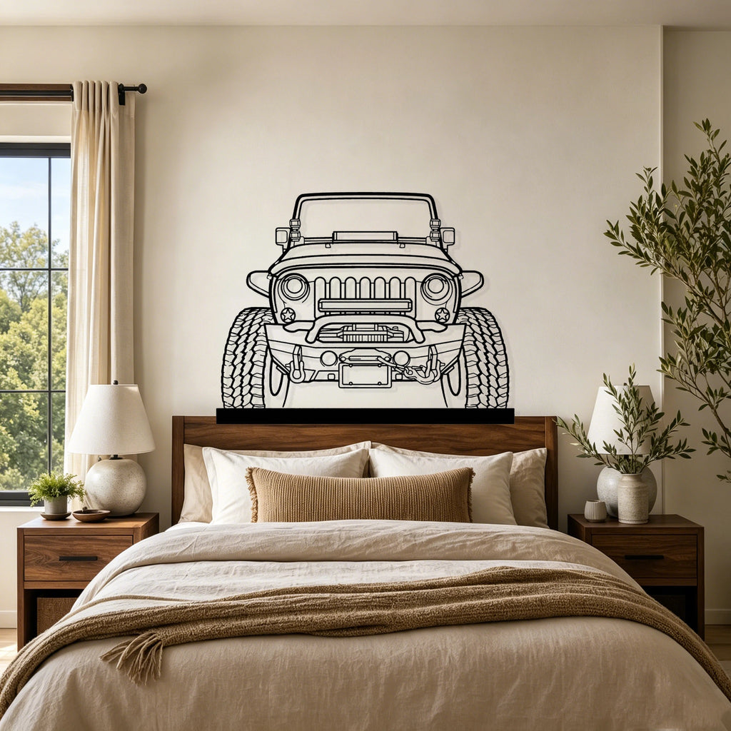 Wrangler Offroad Front Silhouette Metal Art Stand - Classic Car Garage Decor