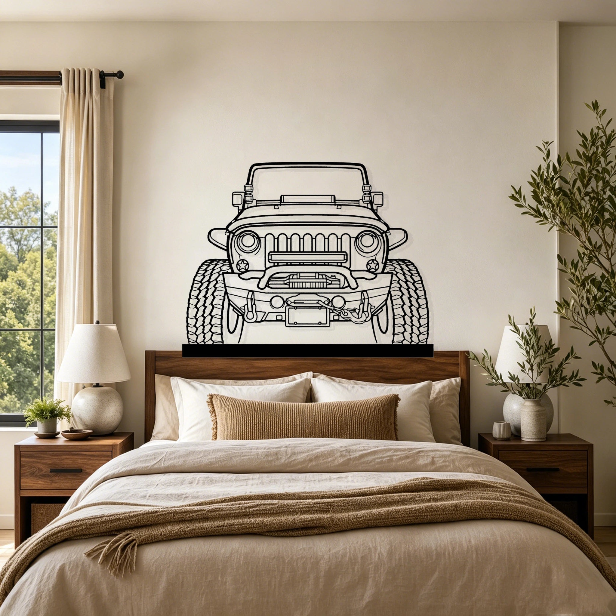 Wrangler Offroad Front Silhouette Metal Art Stand - Classic Car Garage Decor