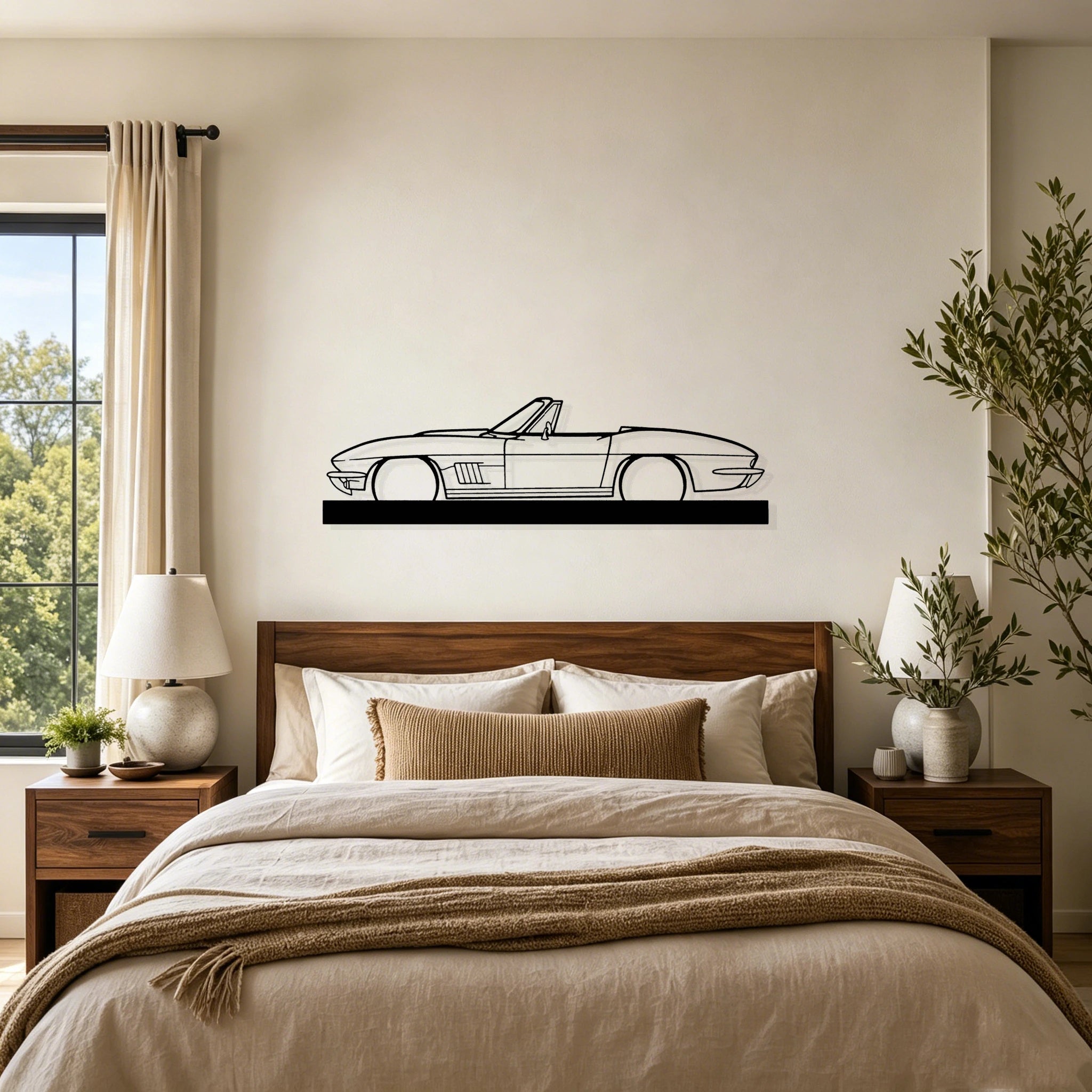 1967 C2 Convertible Silhouette Metal Art Stand - Classic Car Garage Decor