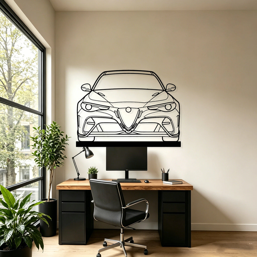 2020 Giulia GTAm Front Silhouette Metal Art Stand - Classic Car Garage Decor