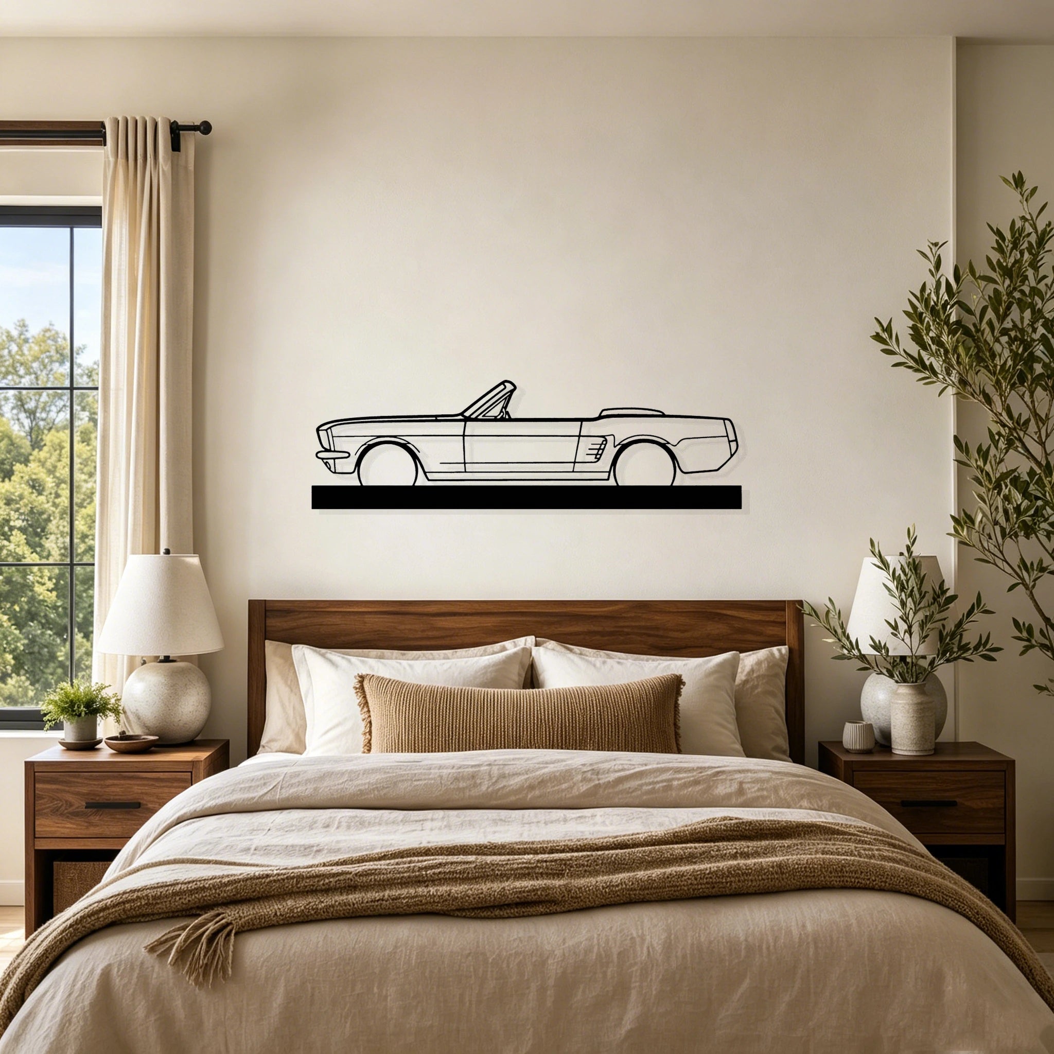 1966 Mustang Convertible Silhouette Metal Art Stand - Classic Car Garage Decor