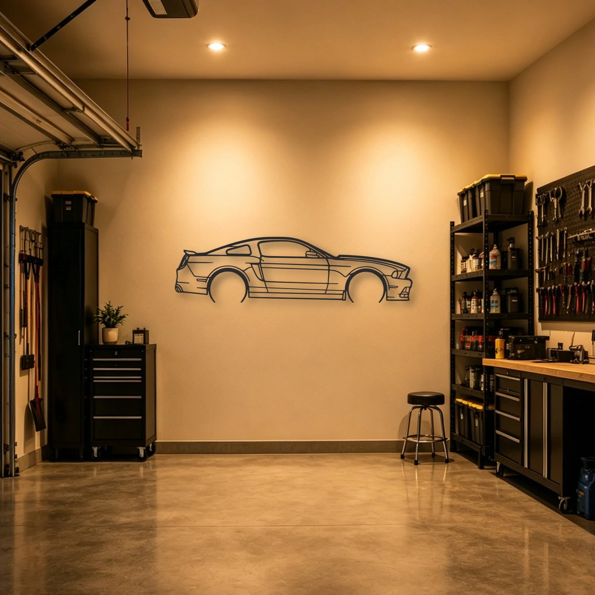 Ford Mustang GT 2013 Classic Silhouette Metal Wall Art - Automotive Garage Decor