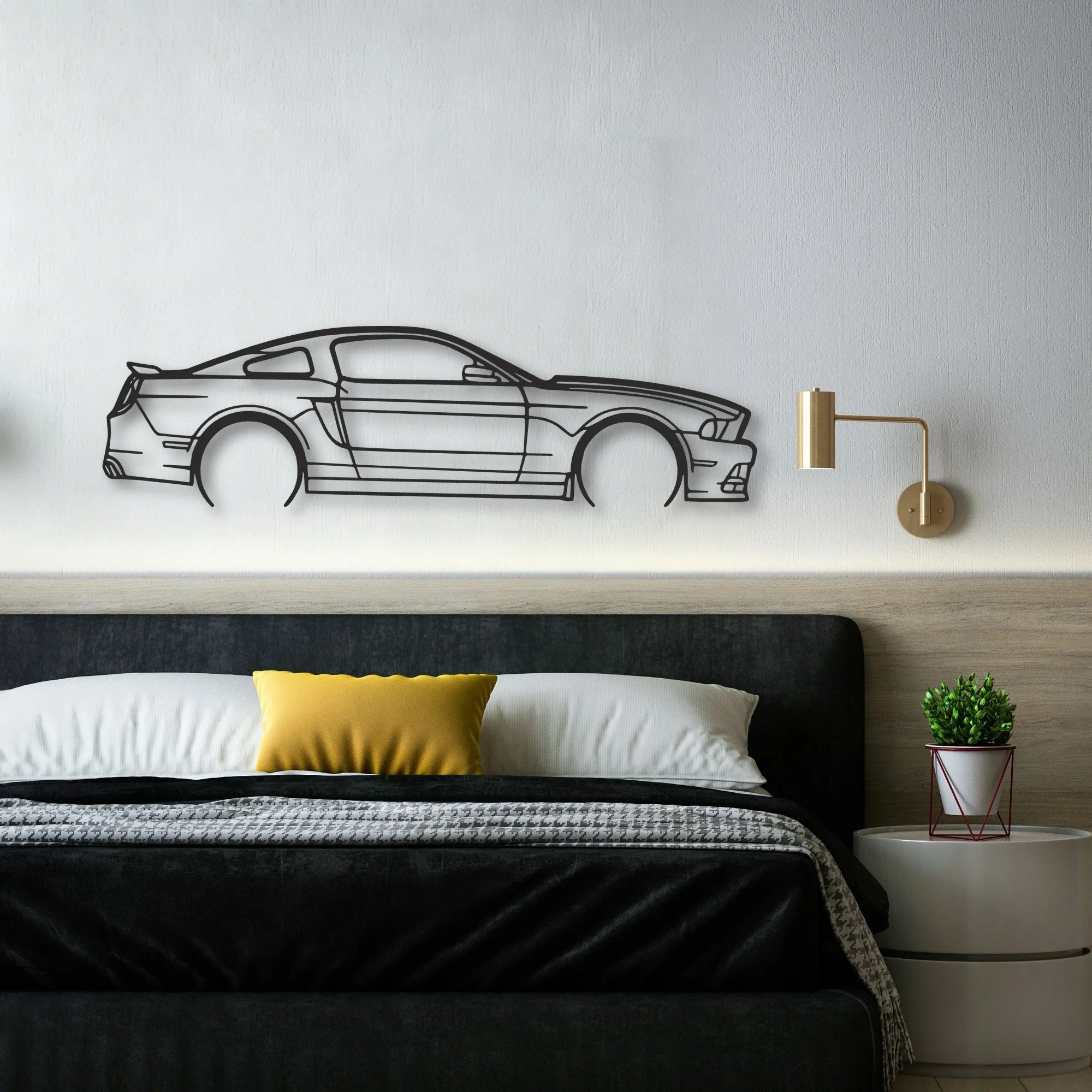 Ford Mustang GT 2013 Classic Silhouette Metal Wall Art - Automotive Garage Decor