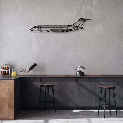 Global 6000 2018 Classic Aircraft Silhouette Metal Wall Art - Aviation Hangar Decor