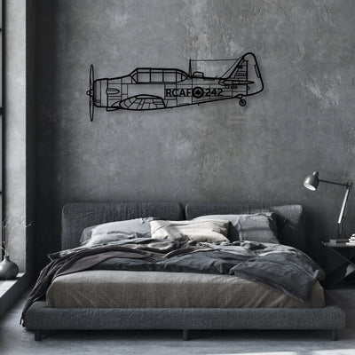 Harvard 3 Classic Aircraft Silhouette Metal Wall Art - Aviation Hangar Decor