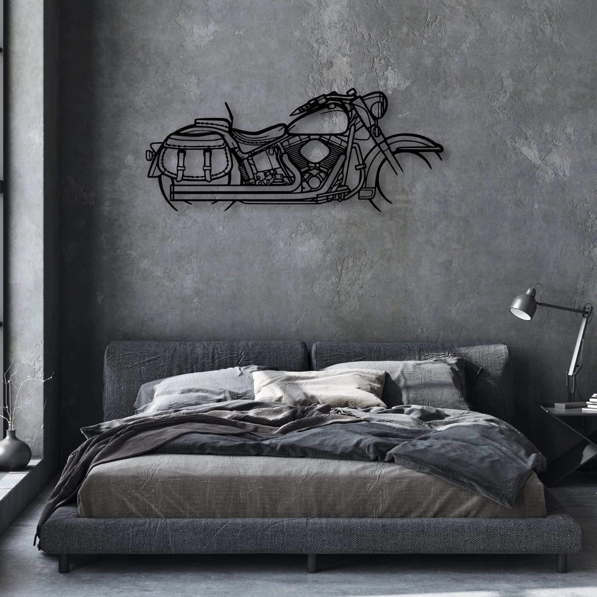 Heritage Classic 1944 Classic Motorcycle Silhouette Metal Wall Art - Moto Garage Decor