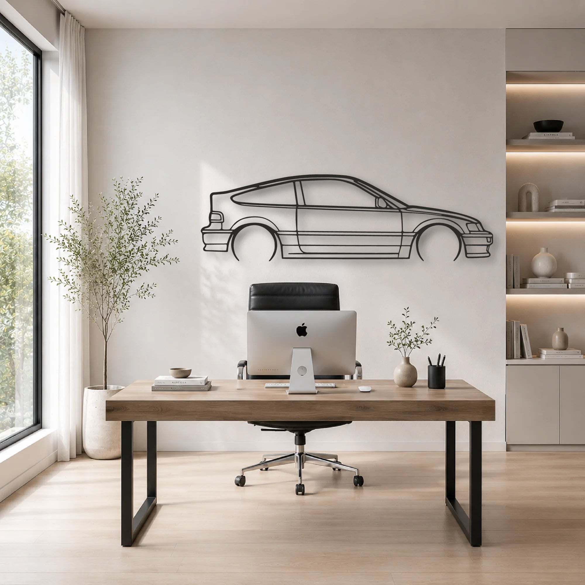 Honda Crx 1990 Classic Silhouette Metal Wall Art - Automotive Garage Decor