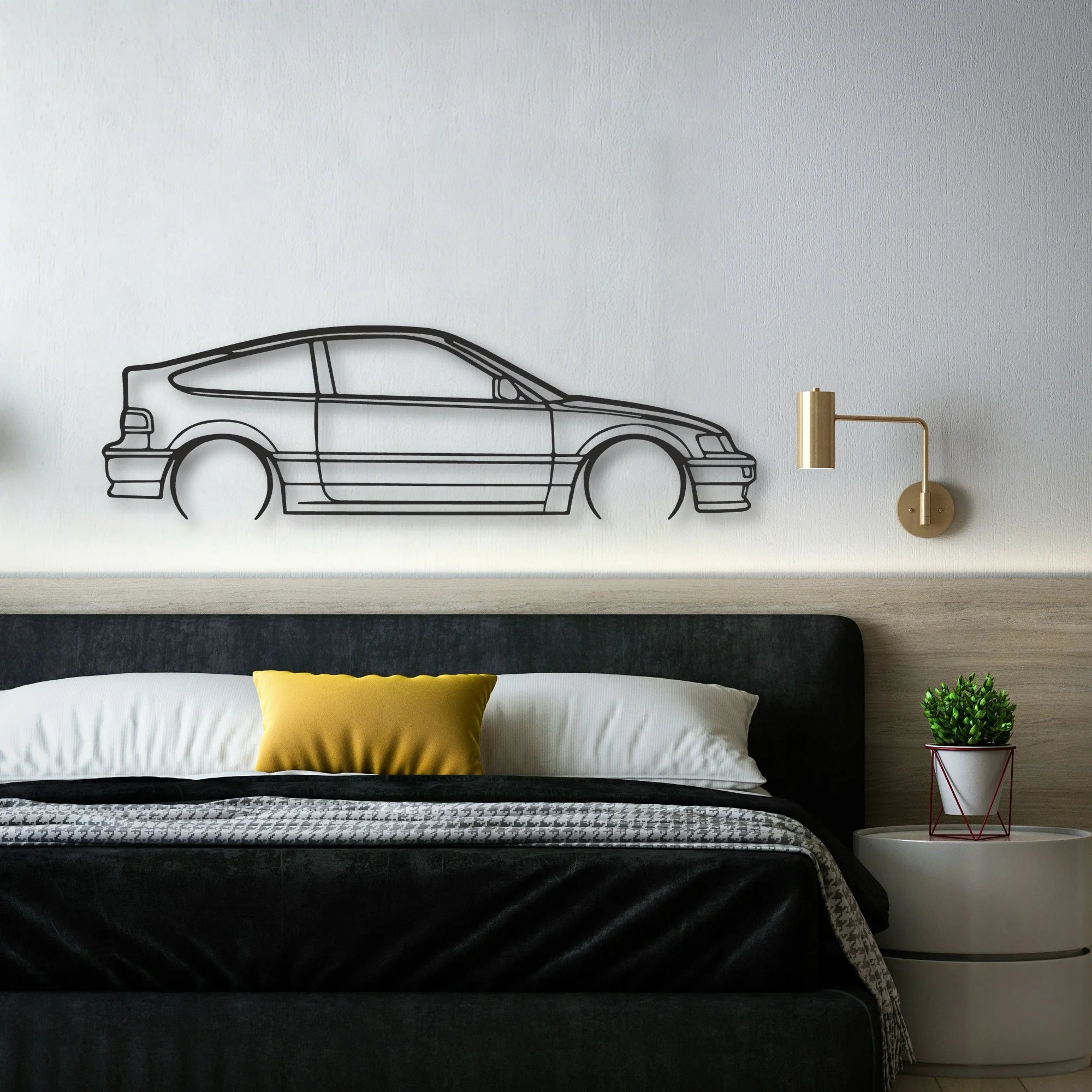 Honda Crx 1990 Classic Silhouette Metal Wall Art - Automotive Garage Decor