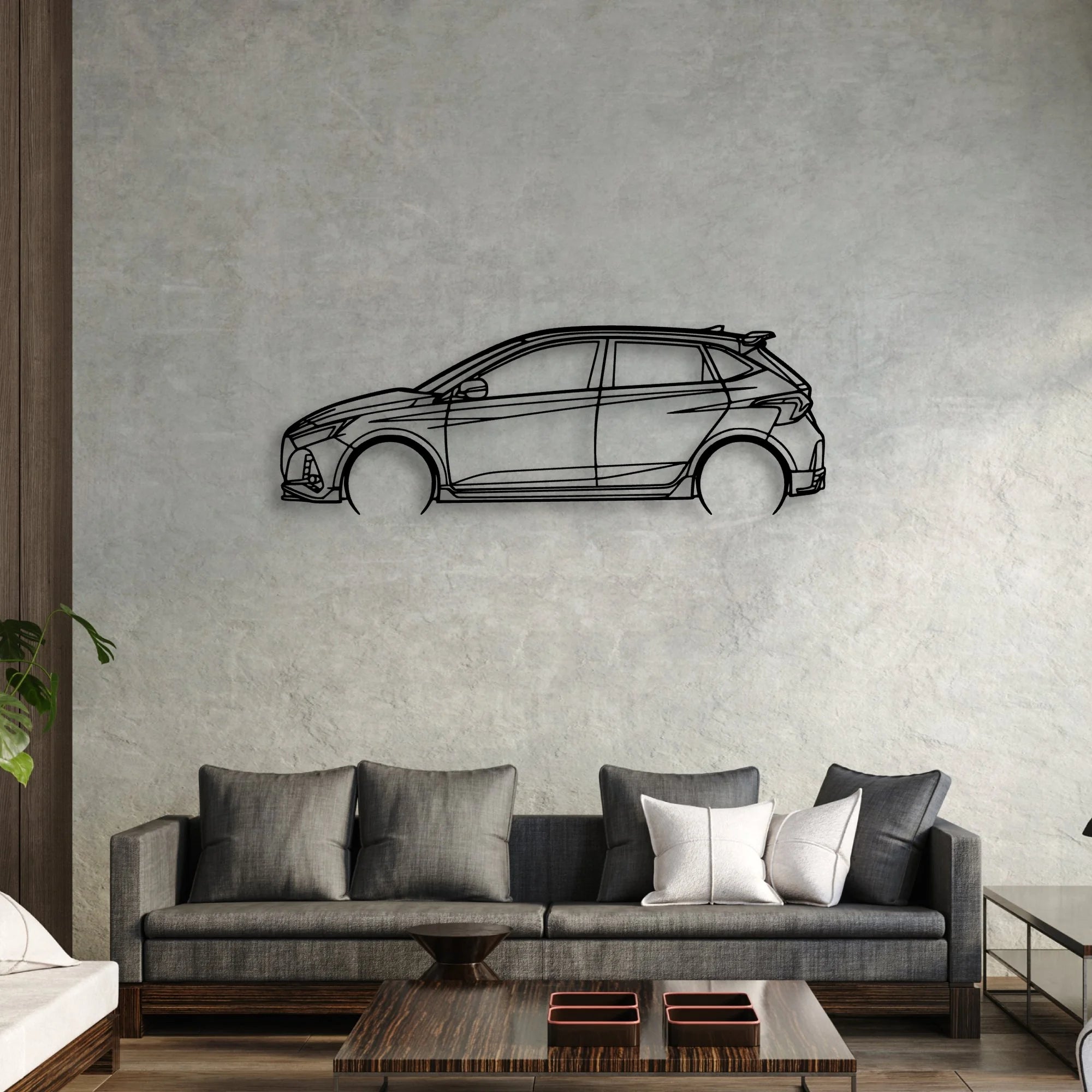 i20N 2022 Classic Silhouette Metal Wall Art - Automotive Garage Decor