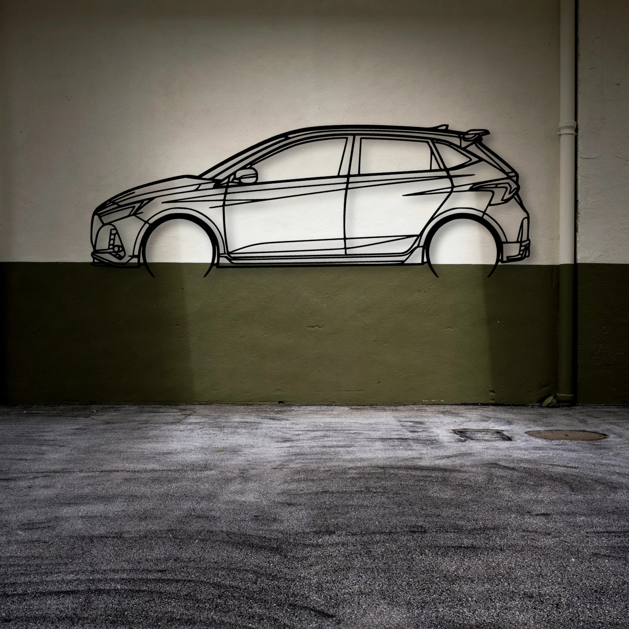 I20N 2022 Classic Silhouette Metal Wall Art - Automotive Garage Decor