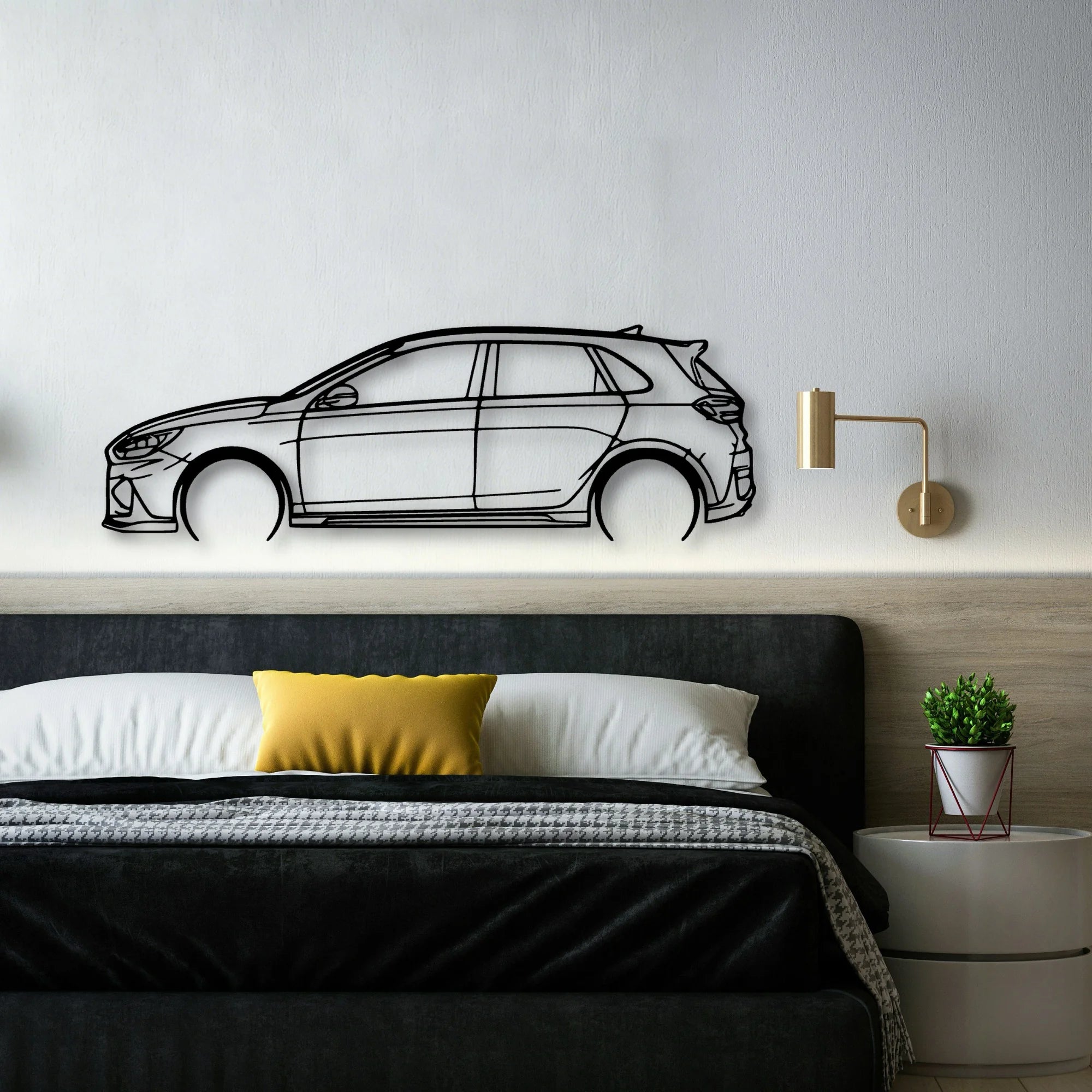 I30 N 2021 Classic Silhouette Metal Wall Art - Automotive Garage Decor