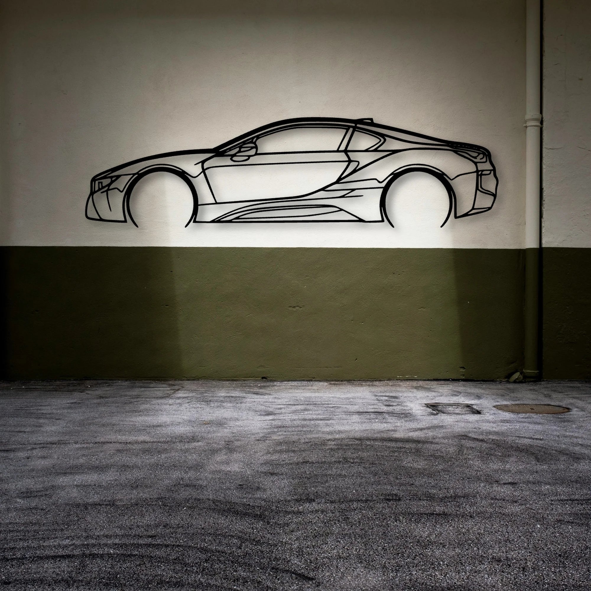 I8 2 Classic Silhouette Metal Wall Art - Automotive Garage Decor