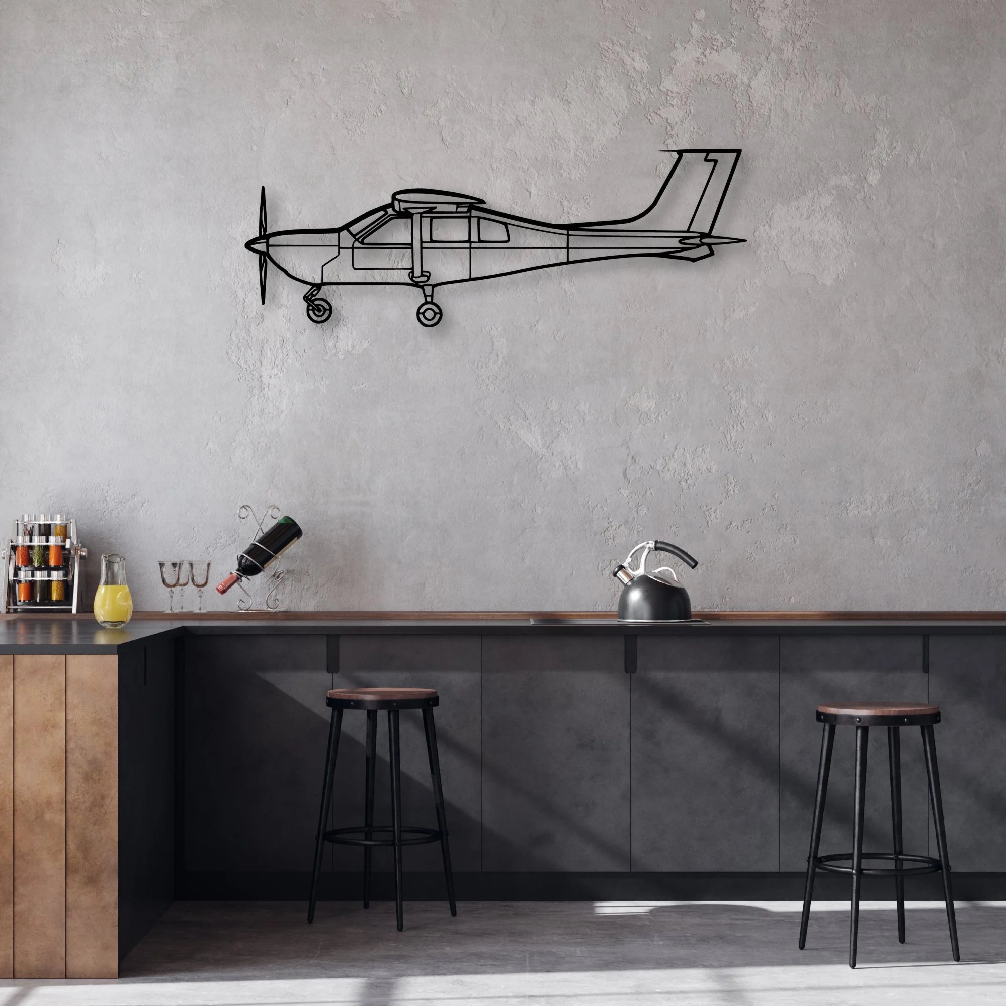 J500 Classic Aircraft Silhouette Metal Wall Art - Aviation Hangar Decor