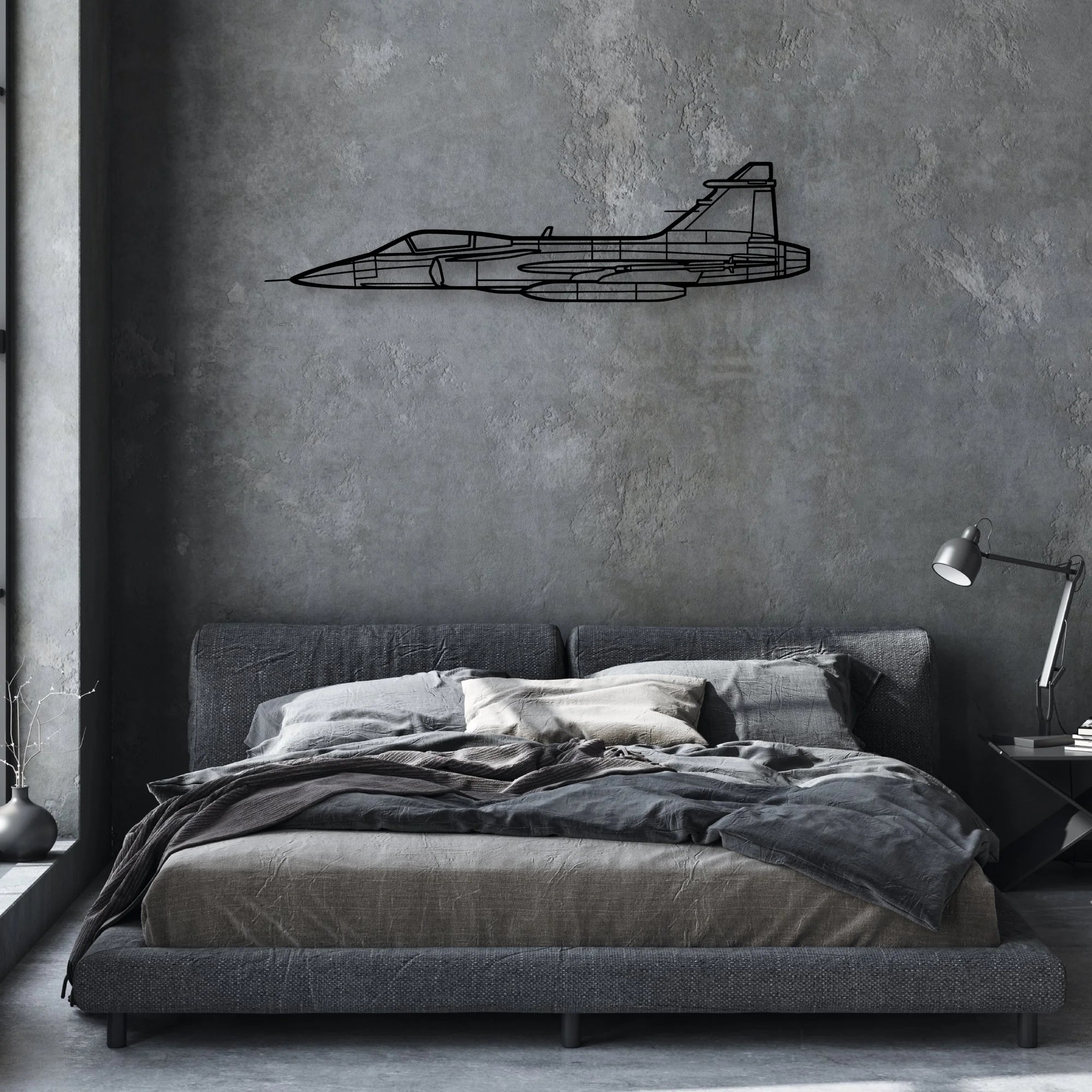 JAS-39 Gripern Classic Aircraft Silhouette Metal Wall Art - Aviation Hangar Decor