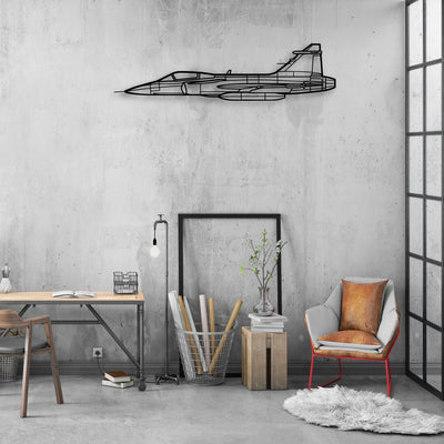 JAS-39 Gripern Classic Aircraft Silhouette Metal Wall Art - Aviation Hangar Decor
