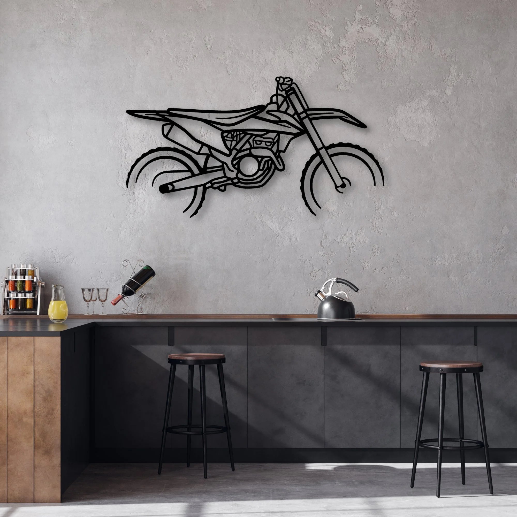 KTM Motocross Classic Motorcycle Silhouette Metal Wall Art - Moto Garage Decor