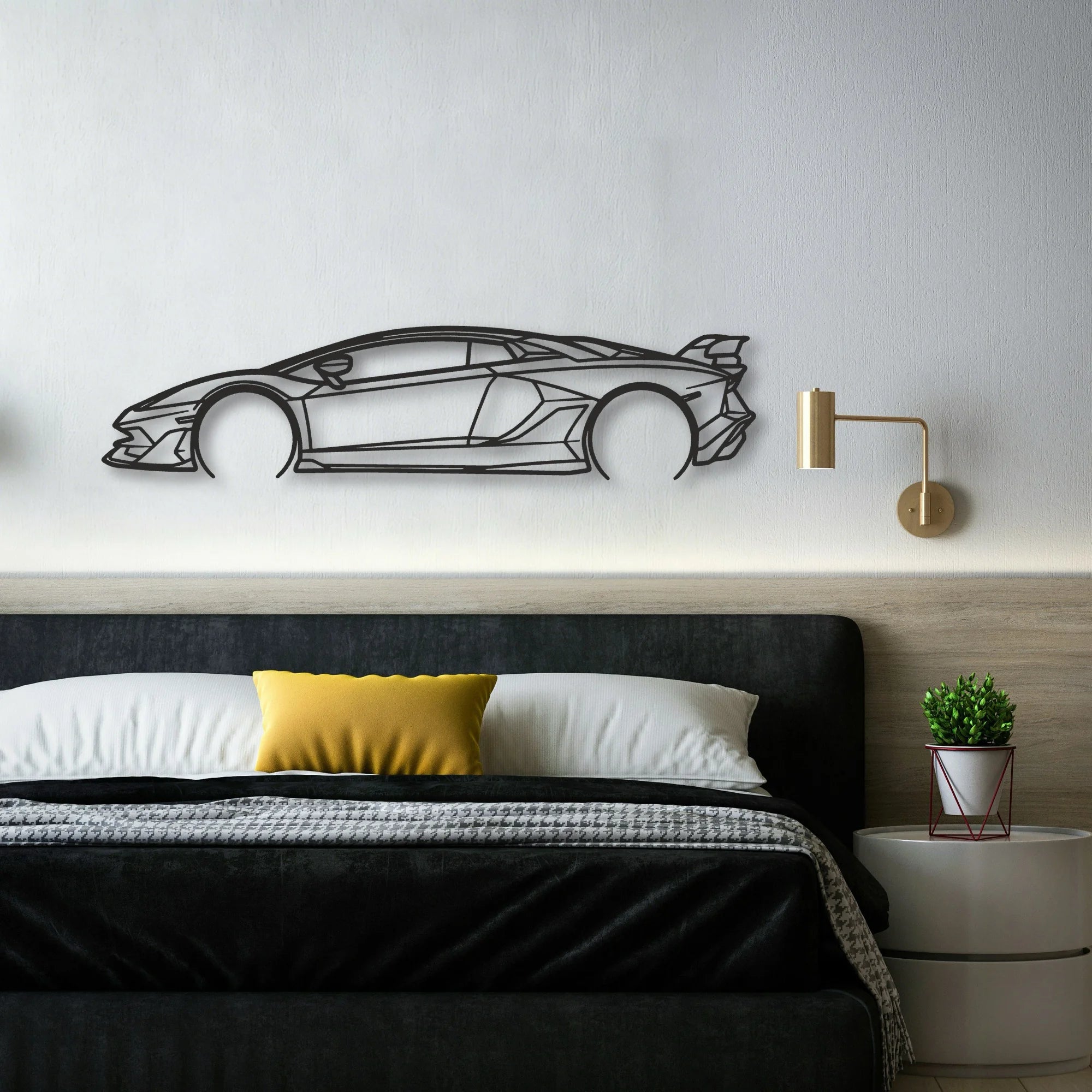 Lamborghini Aventador Classic Silhouette Metal Wall Art - Automotive Garage Decor