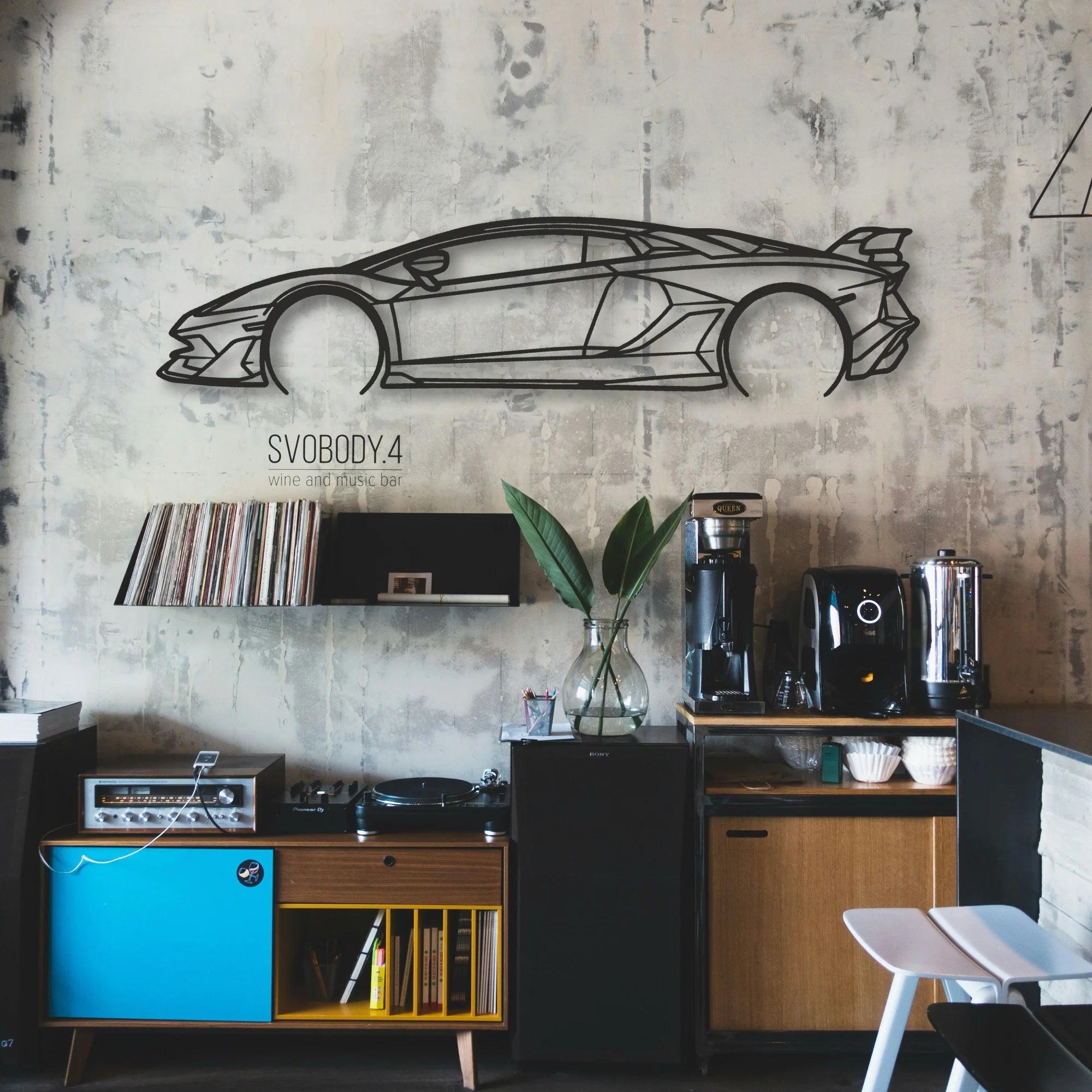 Lamborghini Aventador Classic Silhouette Metal Wall Art - Automotive Garage Decor