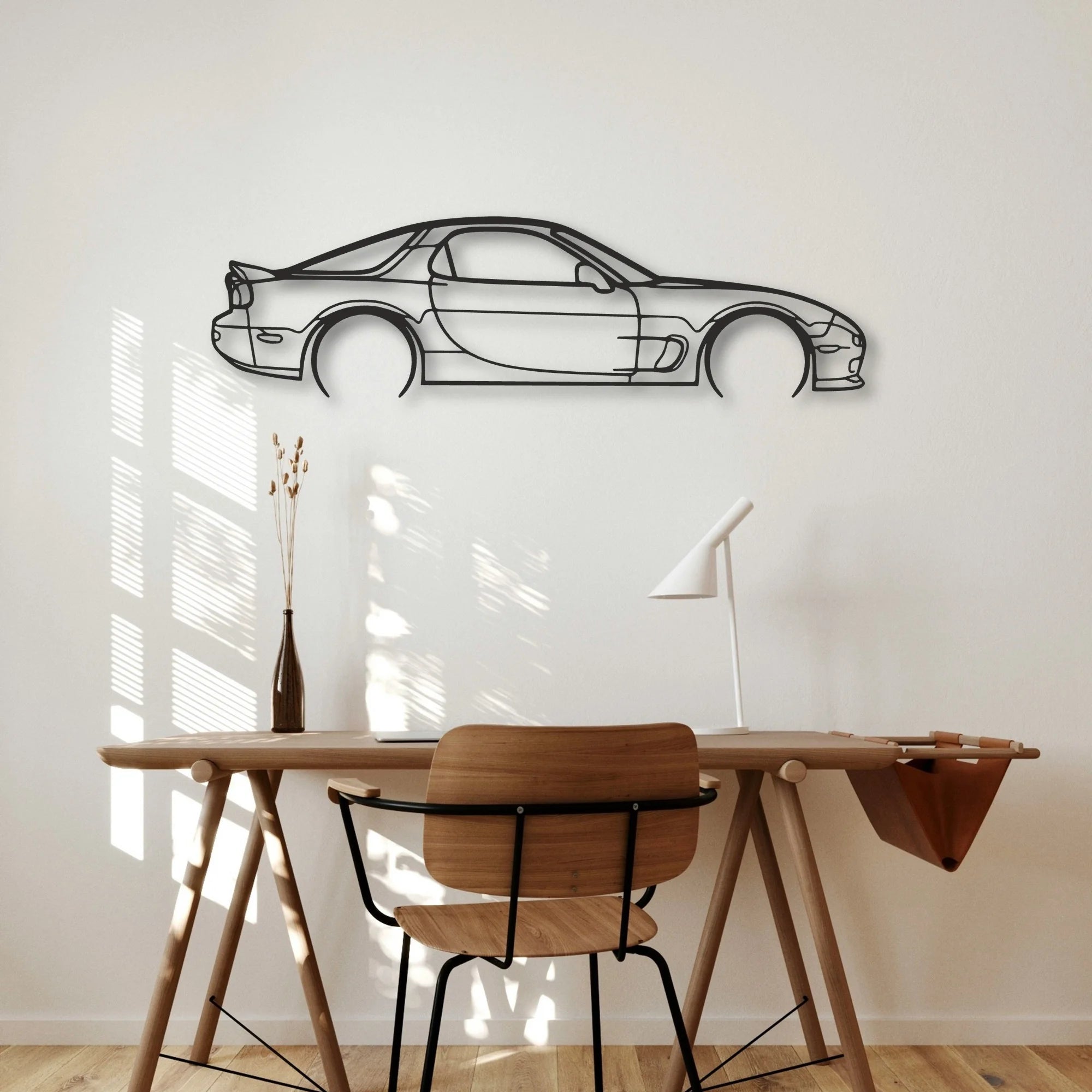 Mazda RX7 Classic Silhouette Metal Wall Art - Automotive Garage Decor